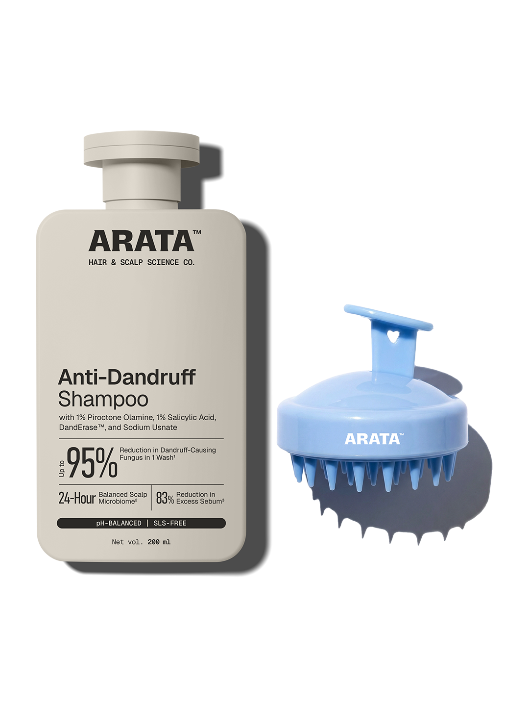 Arata Anti Dandruff Shampoo + Scalp Massager Combo