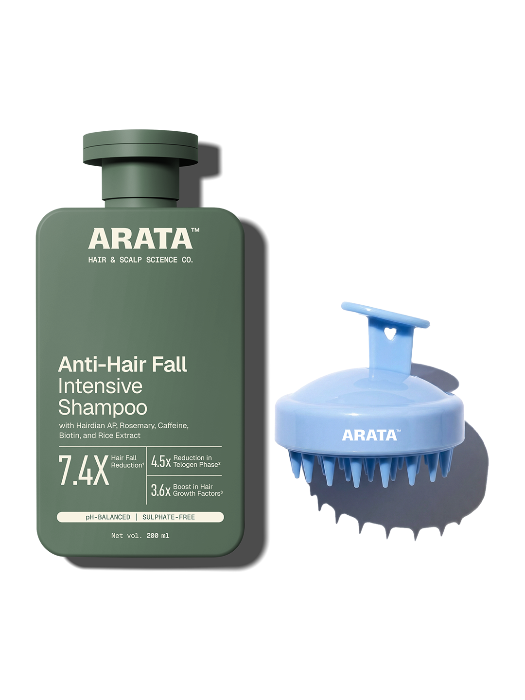 Arata Anti Hair Fall Intensive Shampoo + Scalp Massager Combo