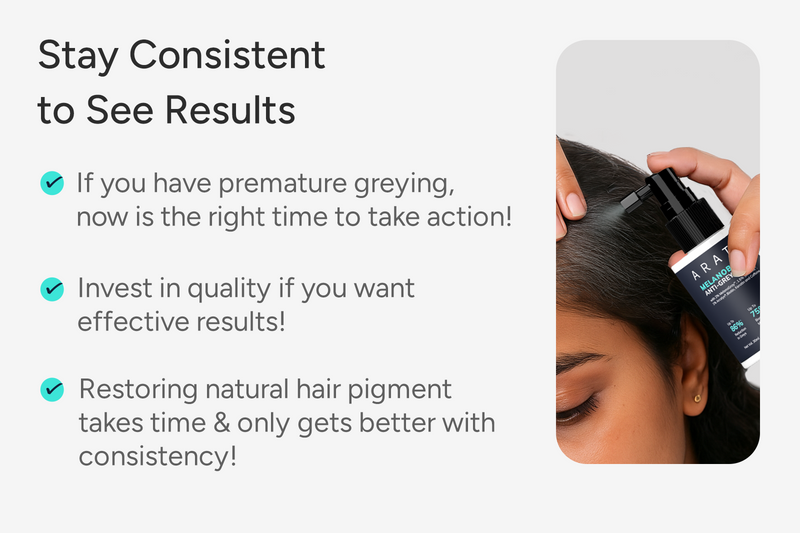 Advertisement for hair care product with text and a person applying the product.