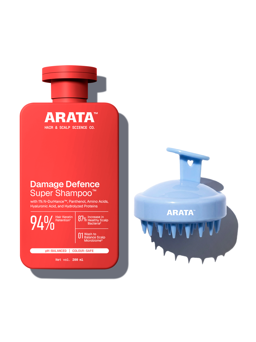 Arata Super Shampoo + Scalp Massager Combo