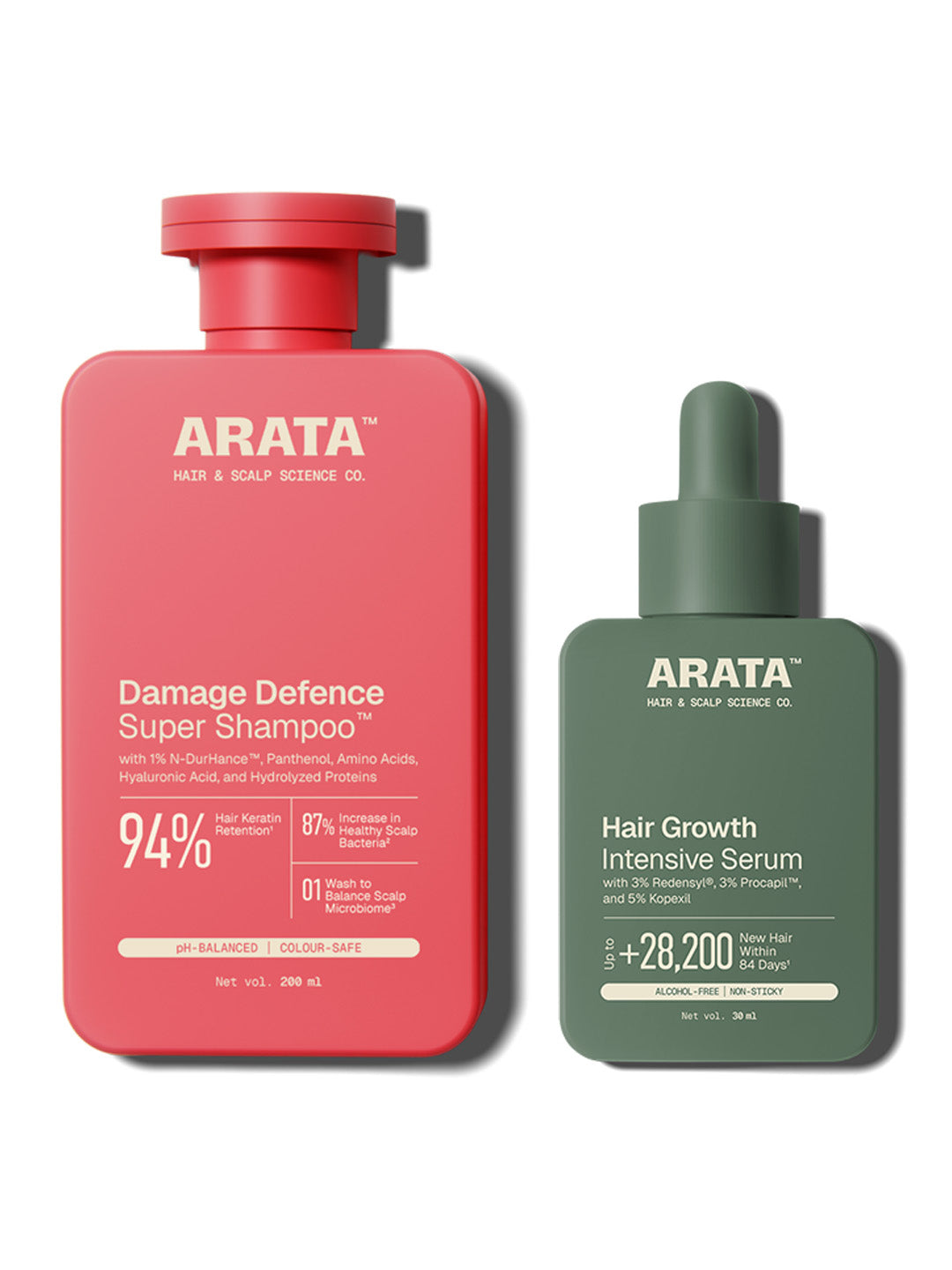 Arata Damage Defence Shampoo & Hair Growth Intensive Serum Combo