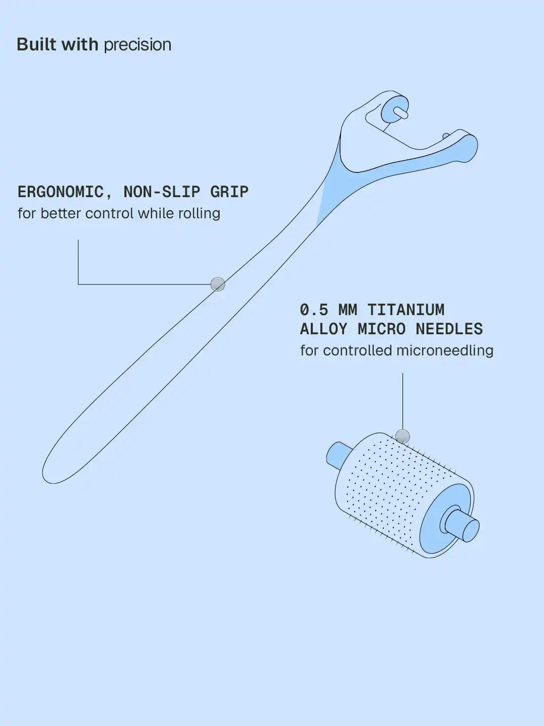 Arata Derma Roller with 540 Titanium Alloy Micro Needles