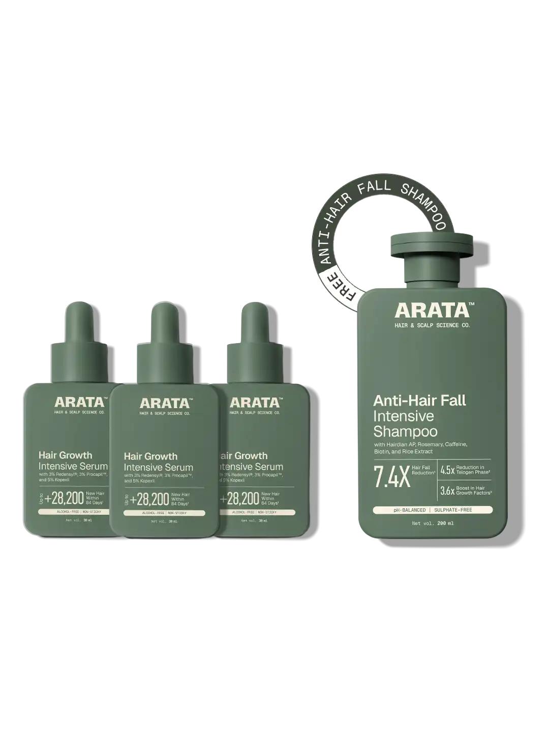 Hair Growth Intensive Serum - Pack of 3 + Free Anti-Hair Fall Intensive Shampoo