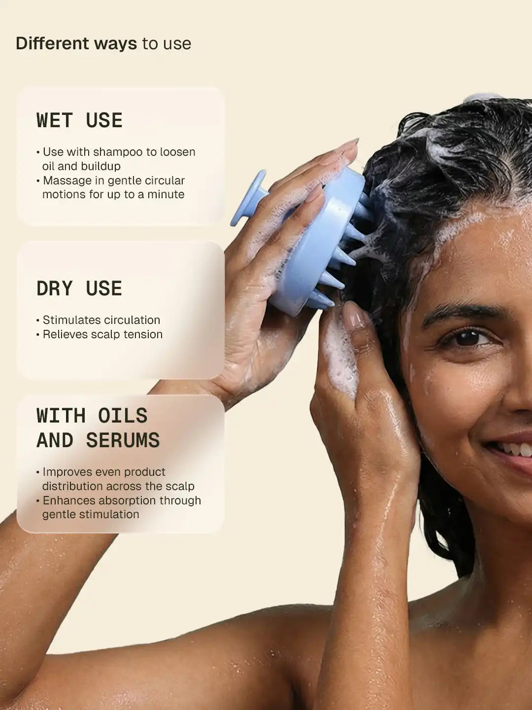 Arata Scalp Massager With Silicone Bristles