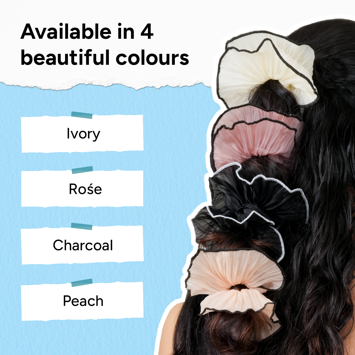 Arata Sheer Organza Pleated Scrunchie
