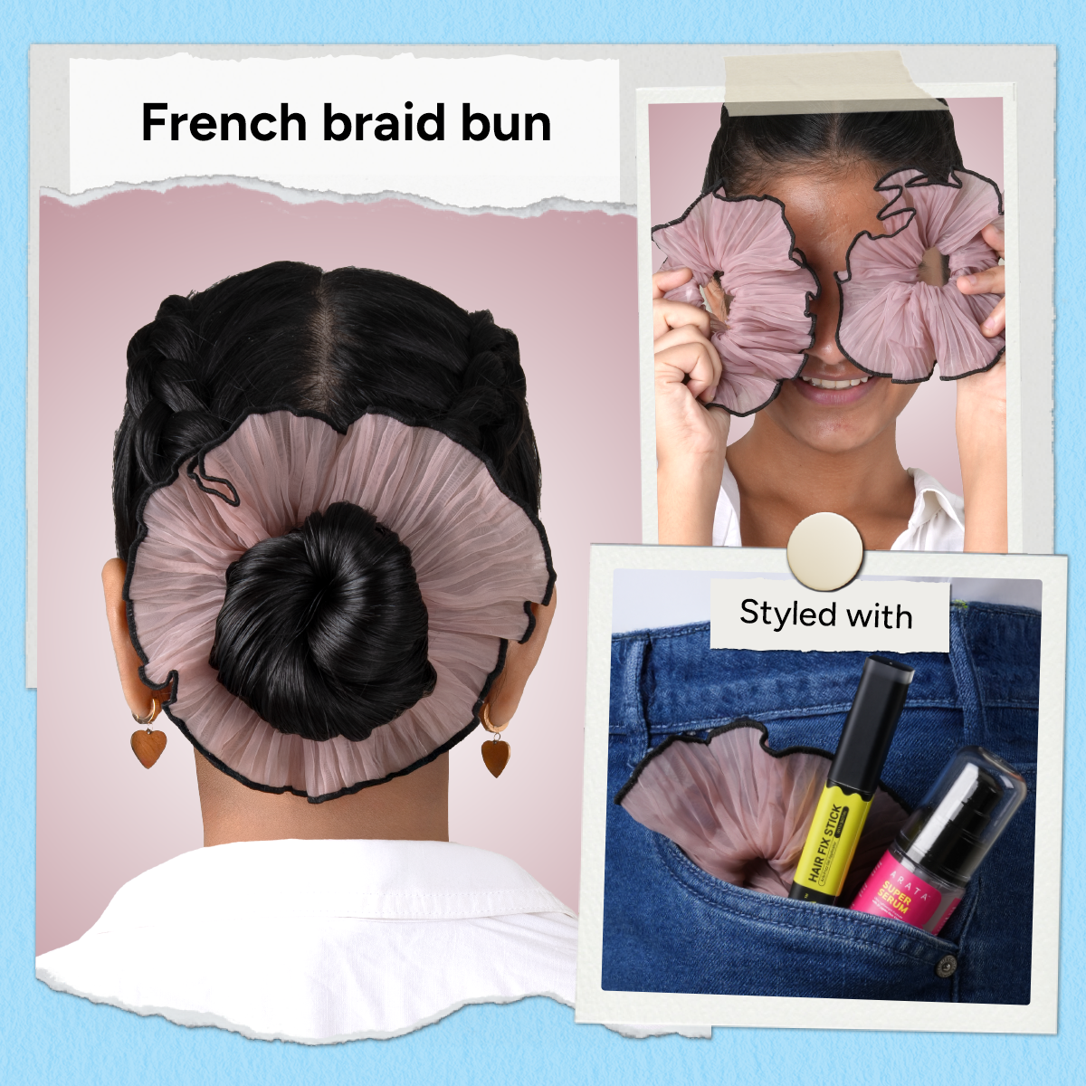 Arata Sheer Organza Pleated Scrunchie