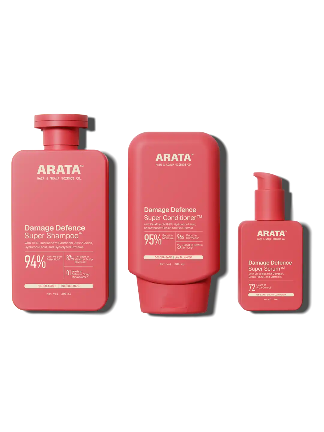 Arata Damage Defence Super Shampoo, Conditioner & Serum Combo