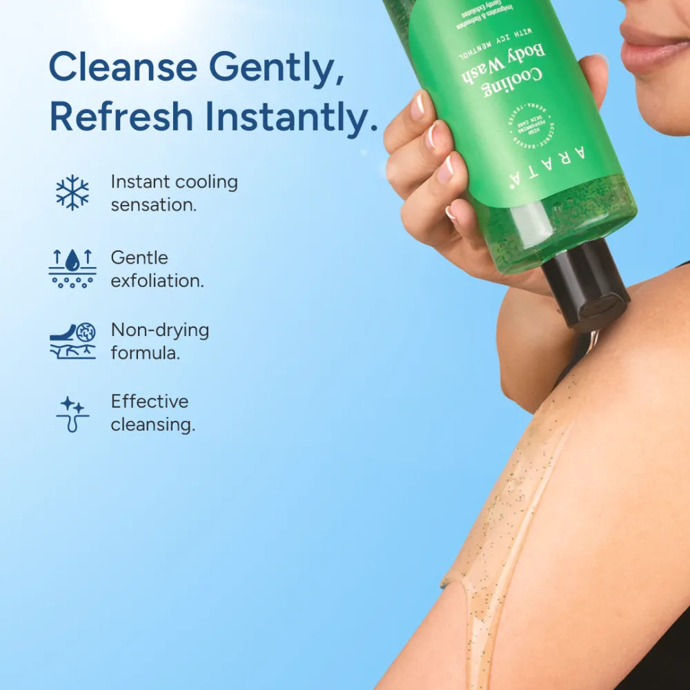 Cooling Body Wash With Menthol | Refreshes Skin | Gently Exfoliates and Smoothens Skin | 300 ML