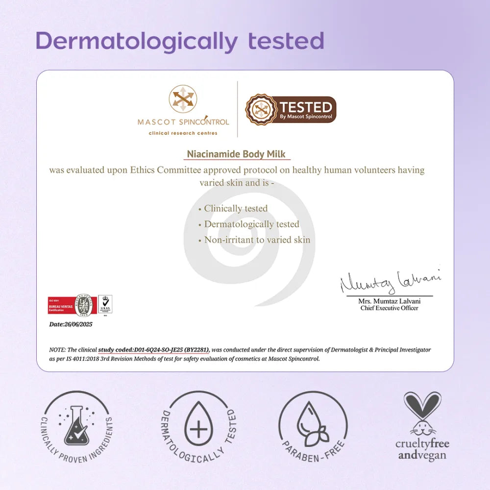 Niacinamide Body Milk for Dull and Dehydrated Skin | Lightweight and Fast-Absorbing | Provides Hydration | 200 ml