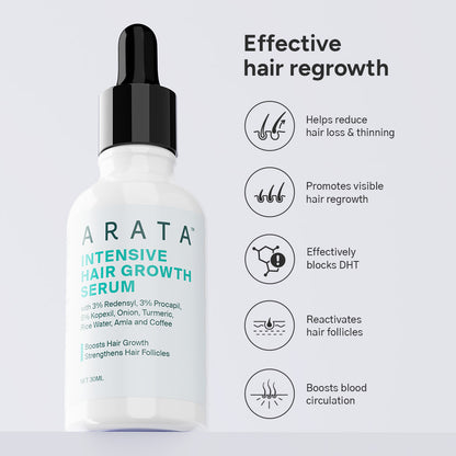 ARATA Intensive Hair Growth Serum bottle with dropper