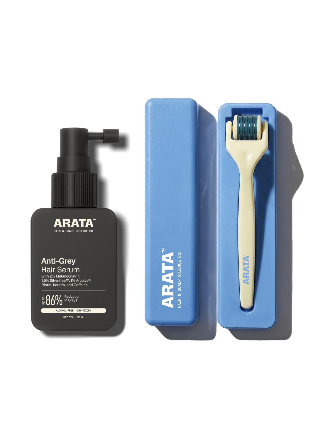 Arata Anti Grey Hair Serum + Derma Roller Combo