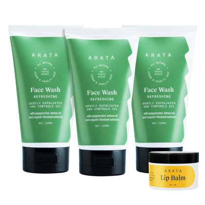 Arata Refreshing Face Wash Pack of 3 (450 ML)