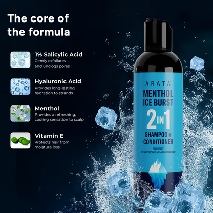 Menthol Ice Burst 2-in-1 Shampoo + Conditioner | Removes Scalp Buildup and Deeply Hydrates Strands | With 1% Salicylic Acid