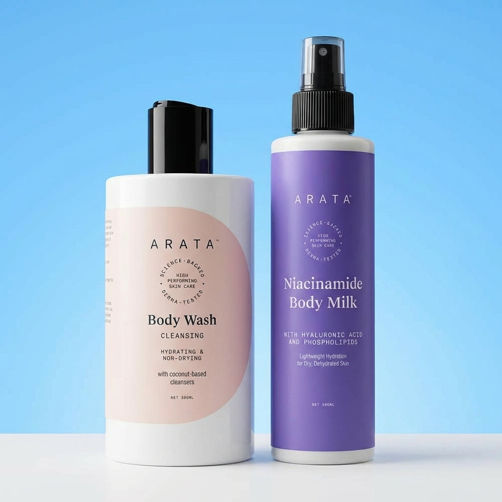 Arata Niacinamide Body Milk and Cleansing Body Wash Combo (200ml + 300ml)