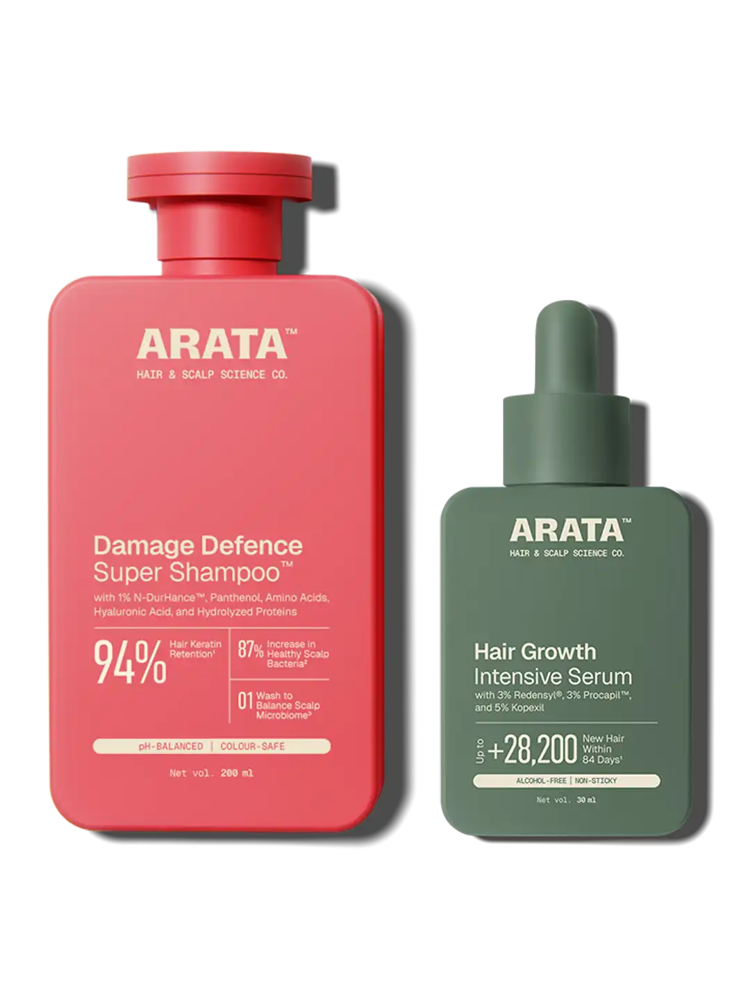 Arata Damage Defence Shampoo & Hair Growth Intensive Serum Combo