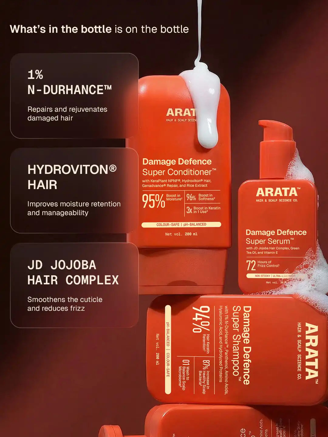 Arata Damage Defence Super Shampoo, Conditioner & Serum Combo