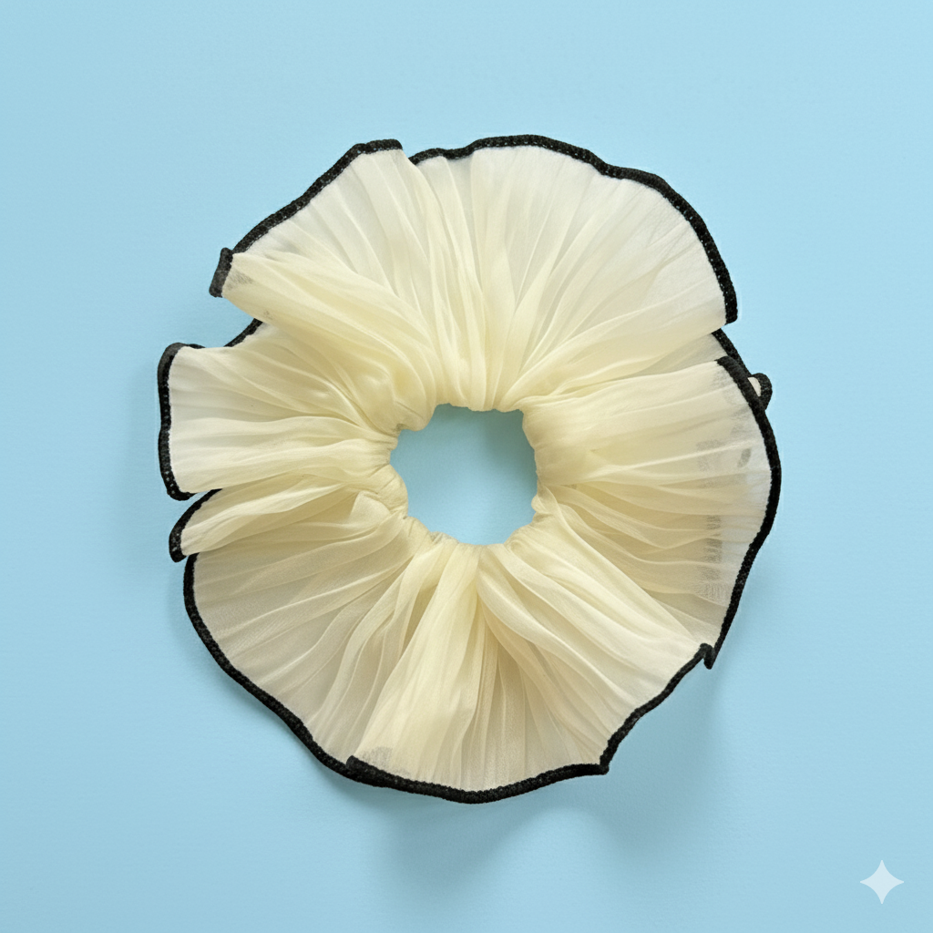 Arata Sheer Organza Pleated Scrunchie