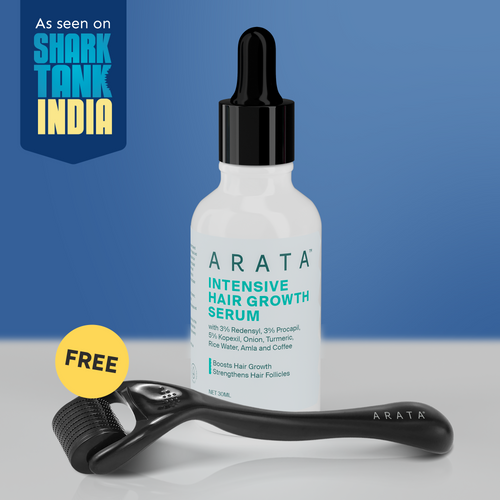 Arata Hair Growth Serum for Men and Women | For Fuller, Denser, Thicker Hair Growth | Free Derma Roller