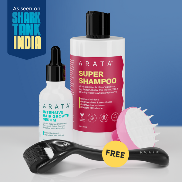 Grow Strong Combo - Super Shampoo 300ml + Serum 30ml - Free Derma Roller + Scalp Massager