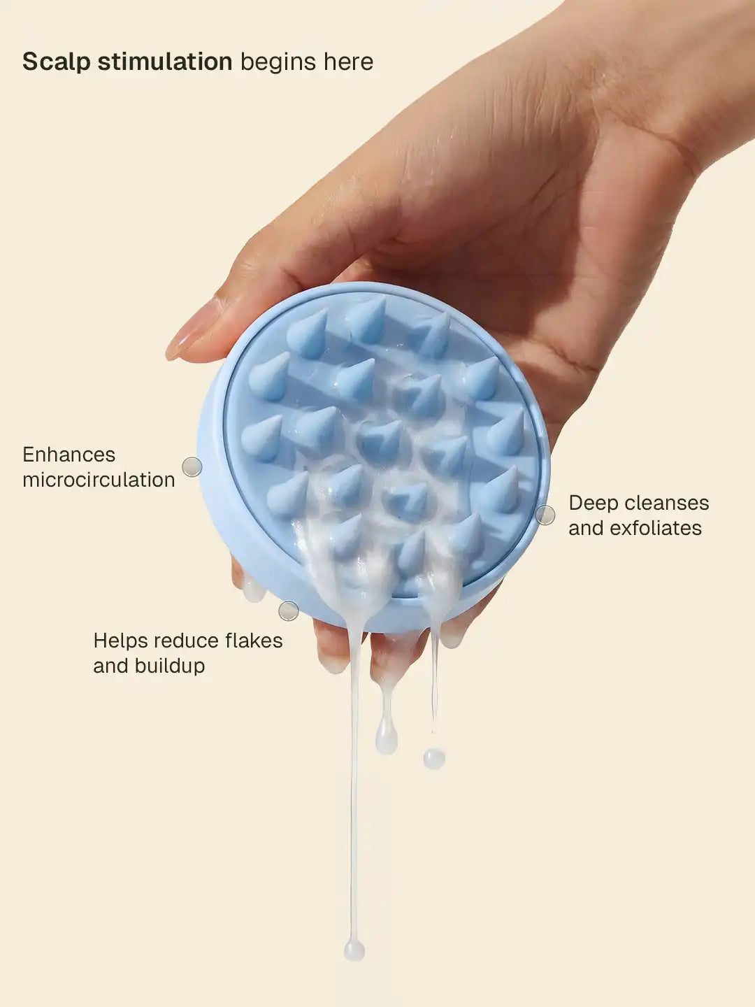 Arata Scalp Massager With Silicone Bristles