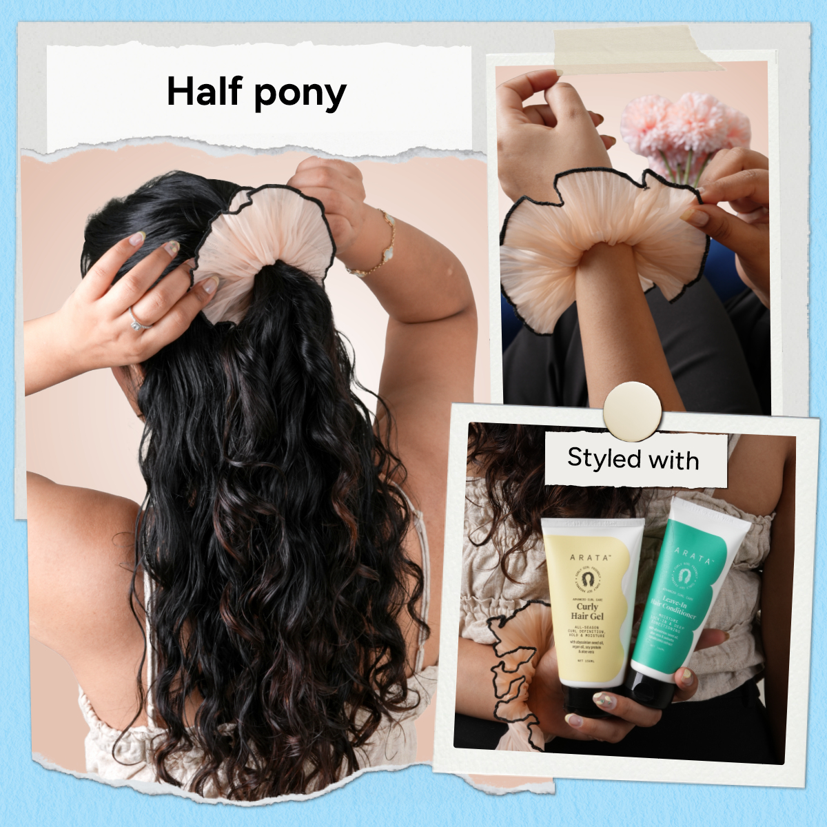 Arata Sheer Organza Pleated Scrunchie