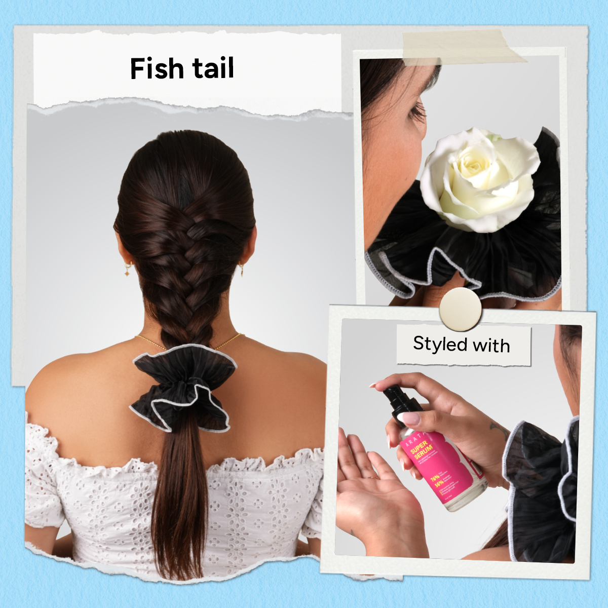 Arata Sheer Organza Pleated Scrunchie
