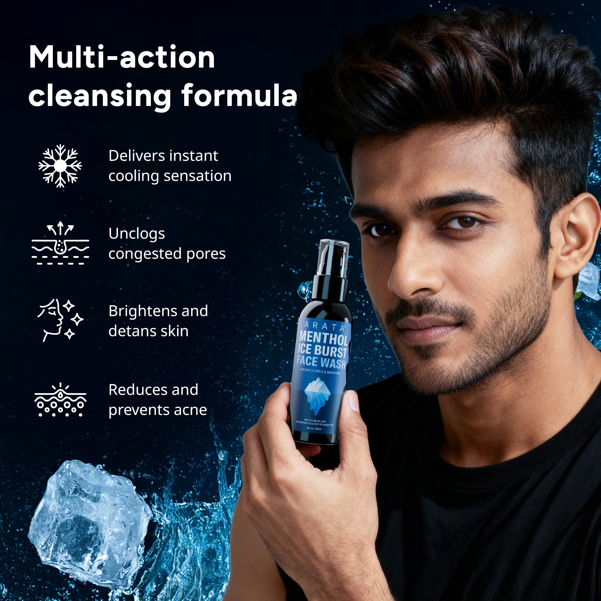 Menthol Ice Burst Face Wash 100ML (Pack of 3)