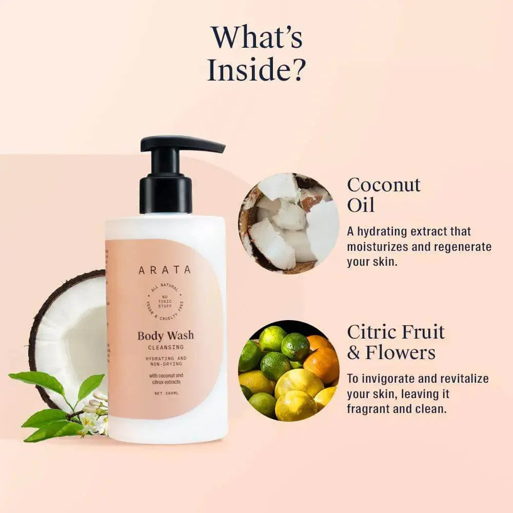 Arata Niacinamide Body Milk and Cleansing Body Wash Combo (200ml + 300ml)