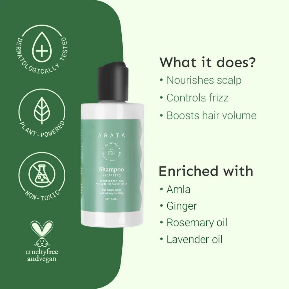 Arata Hydrating Shampoo and Anti Dandruff Conditioner Combo (300ml + 200ml)