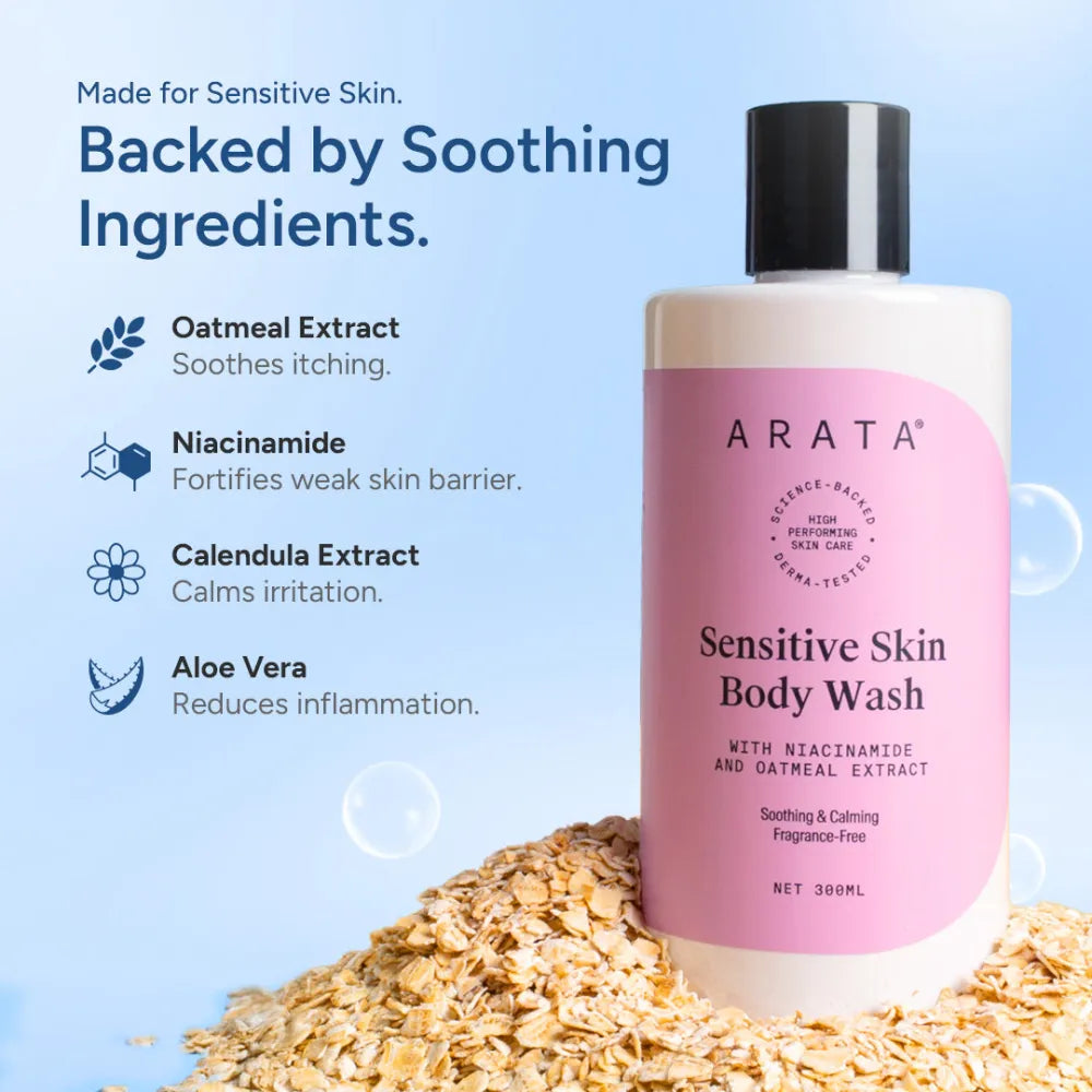 Sensitive Skin Body Wash with Niacinamide | Gently Cleanses | Reduces Irritation & Inflammation | Smooth & Hydrated Skin | Repairs Skin Barrier | 300 ML