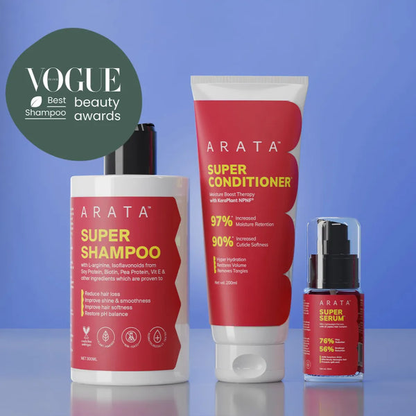 Super Anti-Damage Trio with Biotin, Jojoba & Vegan Keratin for Dry, Frizzy, & Damaged Hair -  Super Shampoo™ (300ml) + Super Conditioner™ (200ml) + Super Serum™ (30ml)